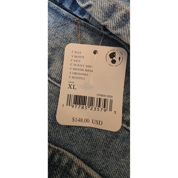 NWT Free People Suzy Denim Jacket We The Free Snap Pocket Oversize Sunny SideXL - Picture 9 of 12